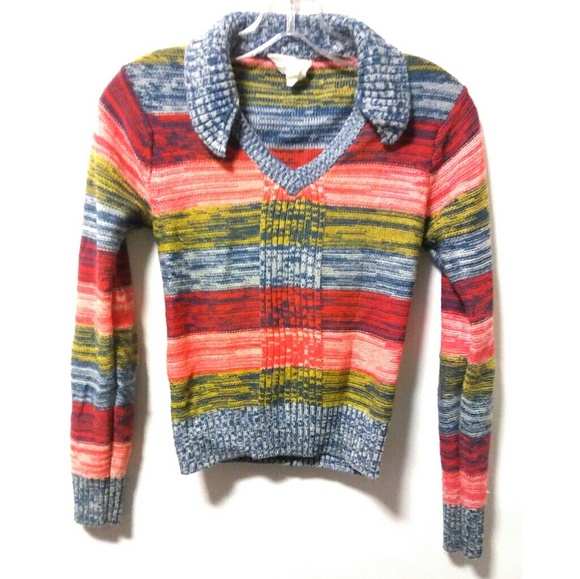 Vintage Sweaters - Vintage 70's boho space dye colorful sweater